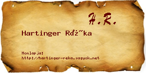 Hartinger Réka névjegykártya